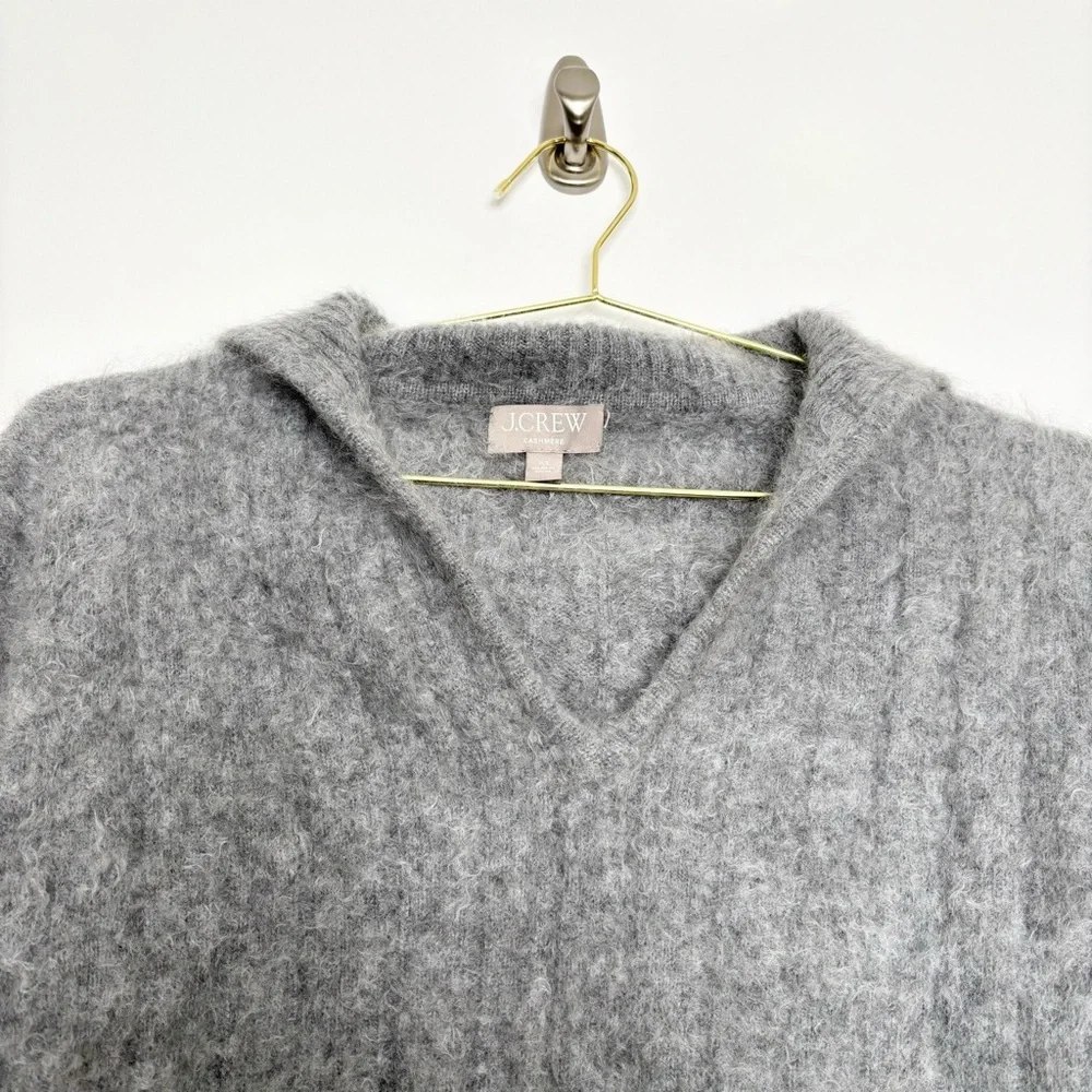 J.Crew Brushed Cashmere Sailor Collar Sweater Grey XS Luxe Fuzzy Knit CE683